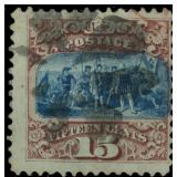 US Stamps #118 Used with black wedges cancel, ligh