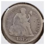 US Silver Coins 1875-S, 1887 Seated Liberty Dime C