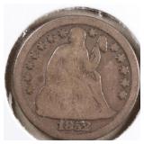 US Silver Coins 1852, 1856 Seated Liberty Dime Cir