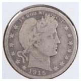 US Silver Coins 1915, 1915-D, 1915-S Barber Quarte