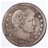 US Silver Coins 1902, 1902-O, 1904-O Barber Quarte