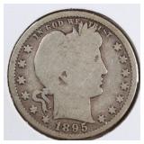 US Silver Coins 1895, 1898, 1899 Barber Quarter Ci