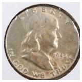 US Silver Coins 1954, 1963 Franklin Half Dollar Ci