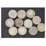 US Silver Coins various Barber Dime (11 coins) Cir