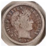 US Silver Coins 1893, 1893-O Barber Dime Circulate