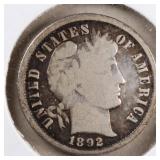 US Silver Coins 1892, 1892-O, 1896 Barber Dime Cir