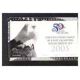 US Silver Coins 2005 Proof Set - Quarters (5 coins
