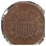 US Coins 1864 Two Cents Circulated
