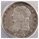 US Silver Coins 1830 Capped Bust Half Dime Graded