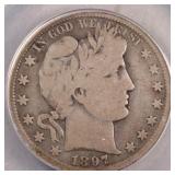 US Silver Coins 1897-S Barber Half Dollar Graded A