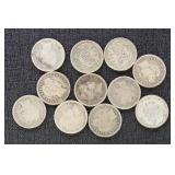US Silver Coins various Barber Dime (11 coins) Cir