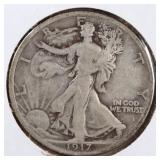 US Silver Coins 1917, 1917-D-OBV Walking Liberty H
