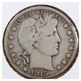 US Silver Coins 1915-S Barber Half Dollar Circulat