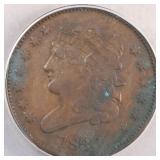 US Coins 1833 1/2 Cent Graded ANACS VF35 Details (