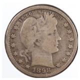 US Silver Coins 1898, 1899, 1892-O Barber Quarter