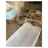 Garden hose, frame, tote, miscellaneous box