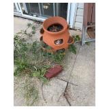 Yard art, flower pot and tray stand