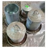 Lot of three poultry waterers and one feeder