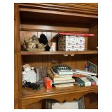Decor and misc in kitchen hutch