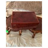 Wooden jewelry box and two wooden plant stands