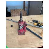 Hydraulic jack, 34 inch prybar, miscellaneous screwdriver