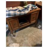 Cabinet, bed with foot and head board and lamp