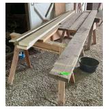 Assorted lumber & saw horses