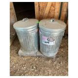 2 metal 20 gallon trash cans