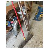 Pushbroom, level, shovel and truck mounted cherry picker
