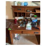Wooden desk, no contents
