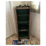 Wooden bookshelf &  magazines