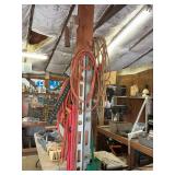 Miscellaneous extension cords, jumper cables, levels and trouble lights