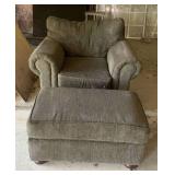 Upholstered chair and ottoman