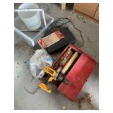 Toolbox, DeWalt drill and VCR player