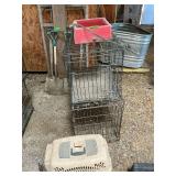 Heated water bowl, two collapsible pet crates and animal carrier