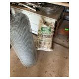 Bag of fertilizer 46–0–0 and metal wire screen