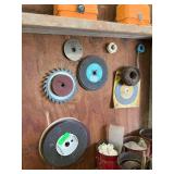 Miscellaneous saw blades, grinding wheels, flasher lights