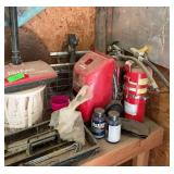 Miscellaneous books, vacuum, fire extinguishers