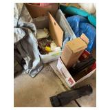 Miscellaneous rugs, cushions, console, scissor jack