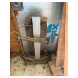 Antique wagon spring seat and miscellaneous lumber