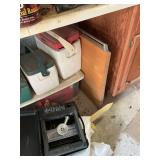 Coolers, cutting board and portable camping cooktop