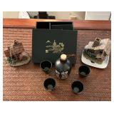 Sake set with other assorted items