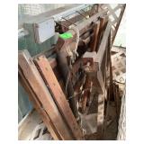 Antique rug loom unassembled