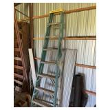 Step ladder, tar roofing paper, one wheel part of a rotary tiller