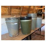 Assorted Metal Trash Cans
