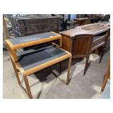 Wood Sideboard Cabinet and Two-Tiered Table