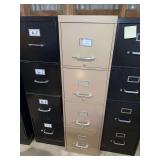 1-Four-Drawer Tan Metal Filing Cabinet