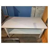 White Metal Frame Table with Shelf