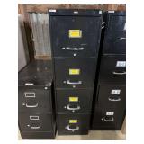1-Black Four-Drawer Filing Cabinet