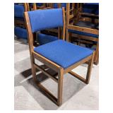 Lot of 12 Buckstaff Oak Wood Chairs – Blue w/Dot Upholstery